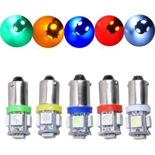 50pcs 6V 6.3V BA9S T4W #44 #47 No Polarity Pinball Game Machine Light Bulb Non Ghosting 5SMD 5050 Red Green White Red Blue DC6V