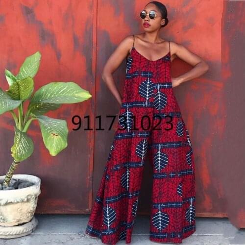 Polyester African Dresses For Women 2021 New Ladies Dashiki Print O-Collar Ankara Style Trousers Fashion Robe Africaine Jumpsuit
