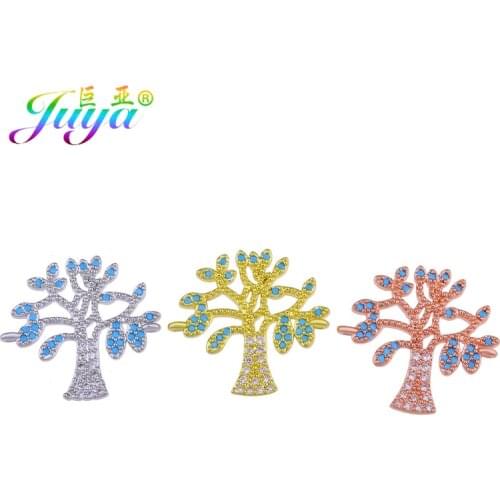 Juya DIY Jewelry Charms Micro Pave Zircon Handmade Tree of Life ConnectorsAccessories For Women Men Needlework Jewelry Making