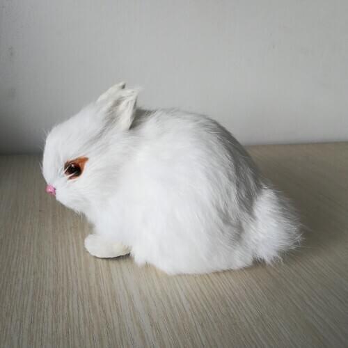 White rabbit about 13x10cm toy polyethylene&furs simulation rabbit hard model ,home furnishing decoration gift b2898