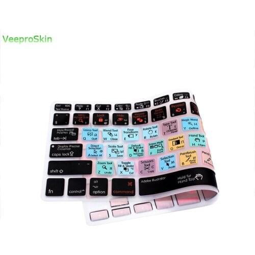 Russian Functional Hot Keys Keyboard Cover Adobe Illustrator AI Protector Silicone Skin for Mac Air Pro Retina 13"15"EU/US