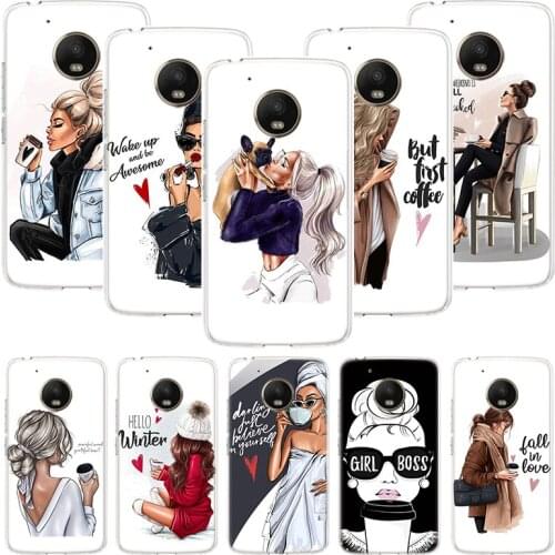 Princess Female Boss Coffee Phone Case For Motorola Moto G9 G8 G7 G6 G5 E6 E5 E4 Plus Play Power One Action Macro Coque Cover Ca