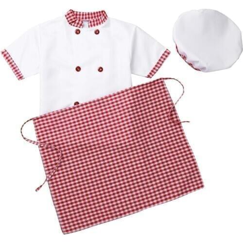Children Chef Cook Cosplay Costume Boys Girls Kitchen Hat Cap Work Jackets Restaurant Halloween Performance Stage Party Clothing