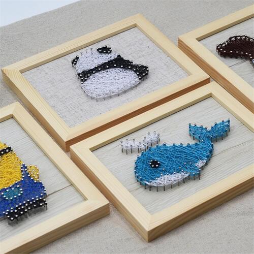 DIY Craft Kits for Adults Kids Cute Animal Plant Nail Paintings with Frame Handmake Decorations Home Creative Toys Board Games