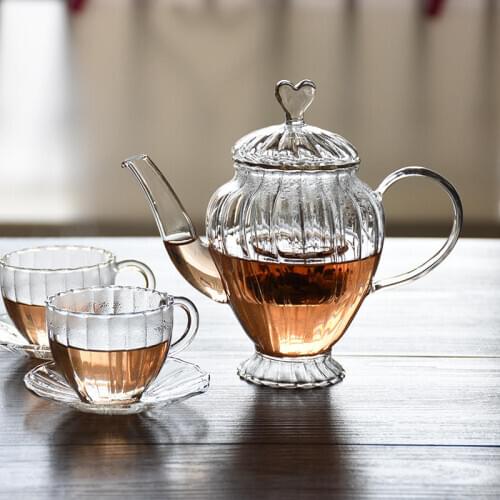 Palace Glass Teapot Cup And Saucer Drinkware Sets Teapot With Small Cups Crystal Cup