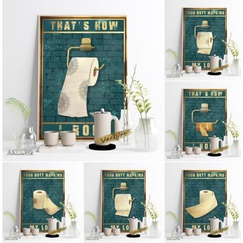 Humor Toilet Paper Illustration Restroom Sign Art Print Poster Funny Lavatory Slogan Wall Stickers Housewarming Gift Home Decor