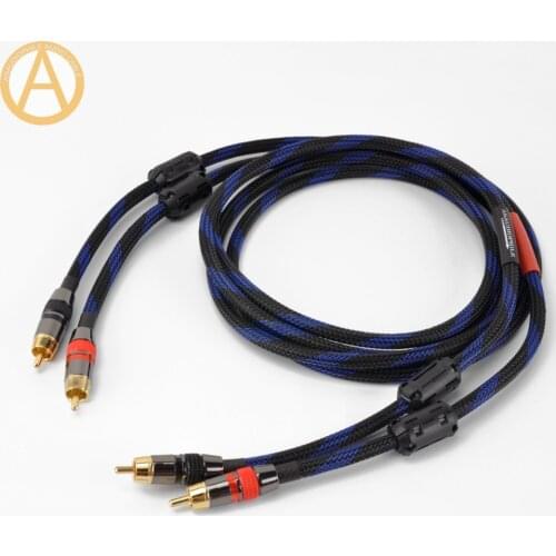 Quality HiFi 4N OFC RCA Interconnect Cable Male RCA Audio AV Cable Amplifier Preamplifier DAC 4 Ferrite Bead