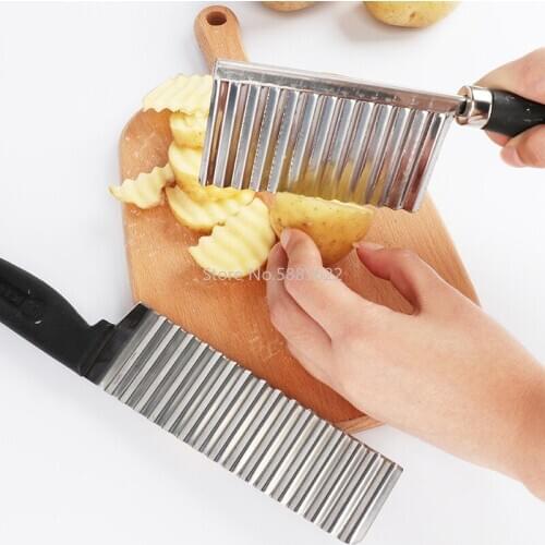 Potato French Fry Cutters Stainless Steel Serrated Blade Easy Slicing Cucumber Fruits Wave Knife Chopper Kitchen Accessories