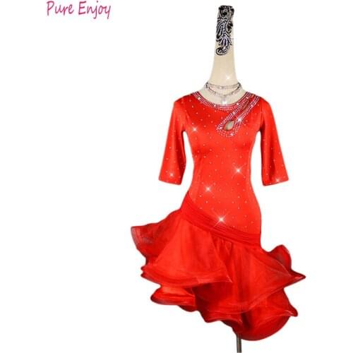 Latin Dance Competition Dresses Adult/Child Latin Dance Costume Women/Girls Sexy Diamond Skirt Samba/Salsa Stage Clothes