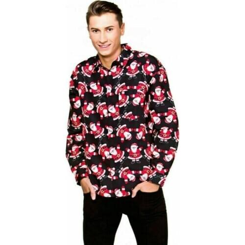 Mens Christmas Long Sleeve Button Down Shirts Slim Fit Shirts Funny Tops