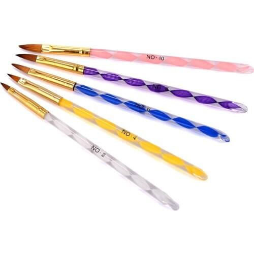 Nylon Brush Manicure Nail Art Brush Acrylic Handle Nail Art Tools Brush Nail Polish Painting Drawing Nail Art Pen #8 #6