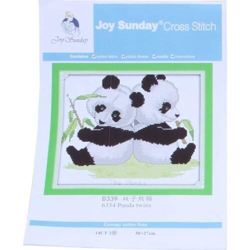 New Releases Cross Stitch Kits Patterns Embroidery Kit - Panda Twins 14CT 30*27cm