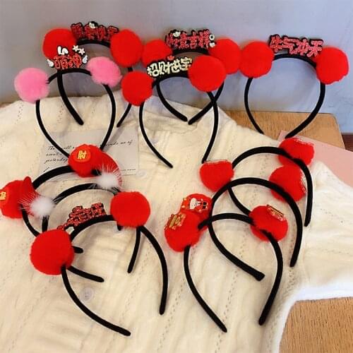 20 PCS/lot Festive Red Calf Horn Serve Tassel Headband Chinese Style Hairpin Hair Accessories for Women