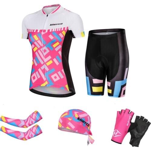 Wholesale Cycling Jersey Womens Tops Biking Shirts Short Sleeve Bike Clothing Full Zipper Bicycle Jacket Three Pockets in Back