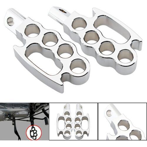 Chrome Aluminum Footrest Flying Knuckle Foot Peg For Harley XL Dyna Softail Cafe Racer Chopper Motorcycle Foot Control Pedal