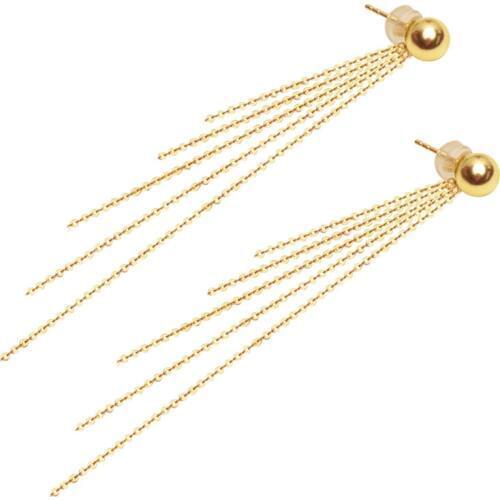 Classic Minimalist Ball 18K Gold bead Tassel Stud Earring for women girls Diameter 3 4 5mm optional real Au 750 stud earring