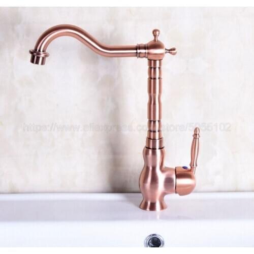 Deck Mounted Antique Red Copper finish bathroom Faucet basin mixer tap Hot and cold water tap znf134
