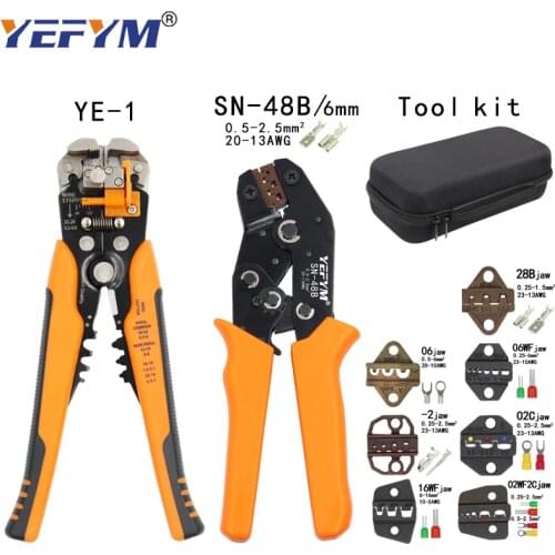 SN-48B Crimping Pliers Tools set 7Jaw for 2.8 4.8 6.3mm Terminals double-deck Kit Bag Electrical Mini Repair Clamp YEFYM