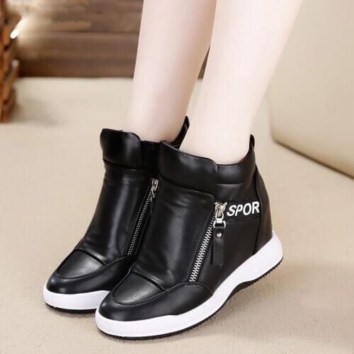 Height Increasing Womens Shoes Platform Sneakers Tenis Feminino Flat Black Shoes Woman Zapatillas Mujer Casual Sapato Feminino