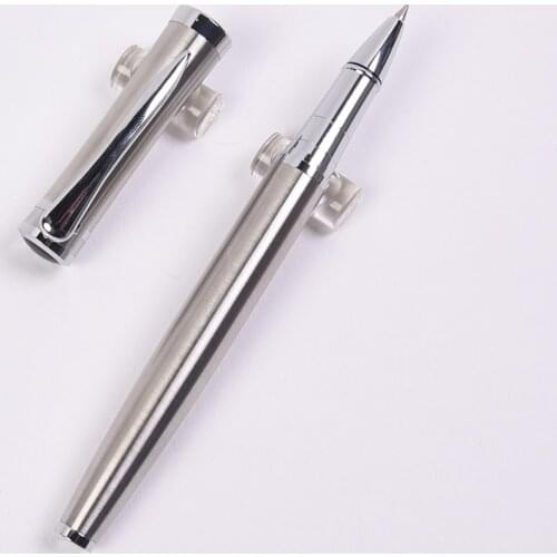 High quality Metal Rollerball Pen with Silver Clip 0.5mm Black Ink Sign Pens Businss Office Product School Supplies Gift pen