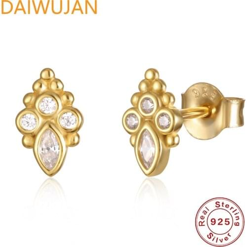 DAIWUJAN 100% 925 Sterling Silver Stud Earrings Korean Cute Cats Claw Small Earrings For Women Girls Shiny Ear Studs Jewelry