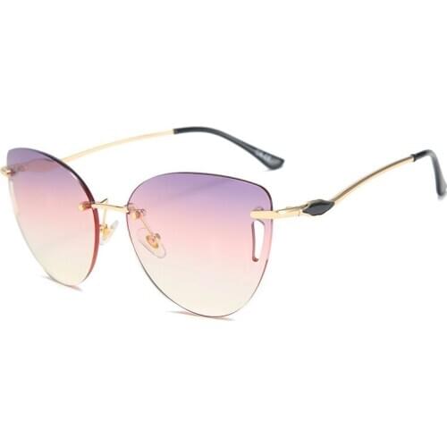 DENISA Rimless Cat Eye Sunglasses Women 2020 Fashion Vintage Cateye Glasses Gradient Sunglasses Brand Design Style UV400 G5552