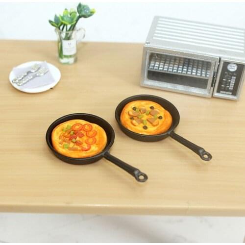 1:12 Miniature Pizza Set Mini Tomato Bacon Pizza + Pan for Blyth OB11 BJD Doll House Kitchen Play Toys Pretend Food Accessories