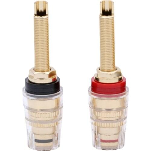 1Pair Brass Binding Post HIFI Terminals Connector, 19MM Binding Post HIFI Speaker Amplifier Audio Plug Match 4mm Banana Plug