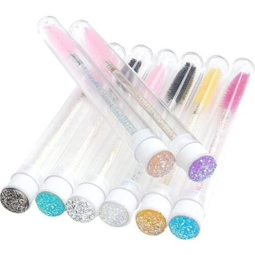 1PC Diamond eyebrow brush tube disposable eyelash brush Reusable Crystal Eyelash brush replaceable dust-proof Sparkling Bling