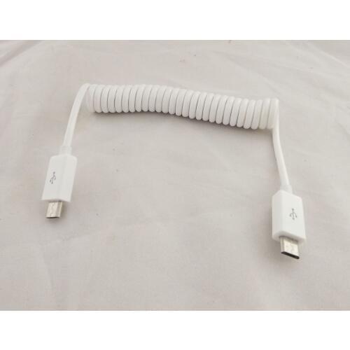 10pcs Micro USB B 5 Pin To Micro USB B 5Pin Male Spiral Coiled Adapter Cable White 3ft