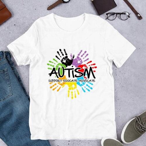 100% CottonAutism Awareness Tshirt Support Educate Advocate Autism Day Summer Shirt Top Tees