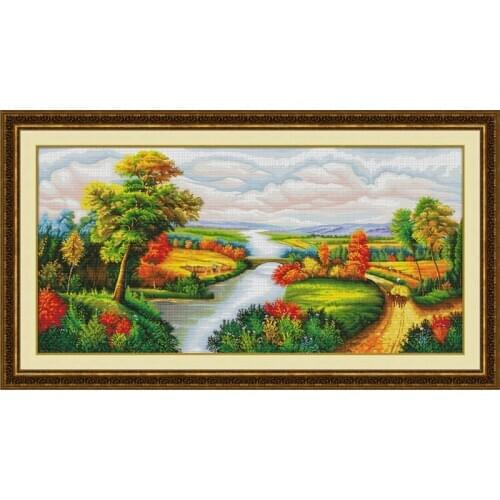 192*97cm DIY handwork Autumn scenic embroidery cross stitch 11CT wide printed cross-stitch set 1pcs