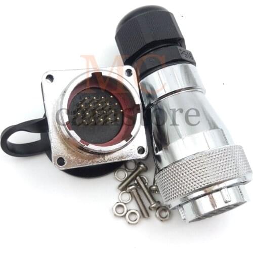 WS28 20 pin waterproof Power cable connector, Aviation Industrial solder wire connector, circular Plug-male socket female