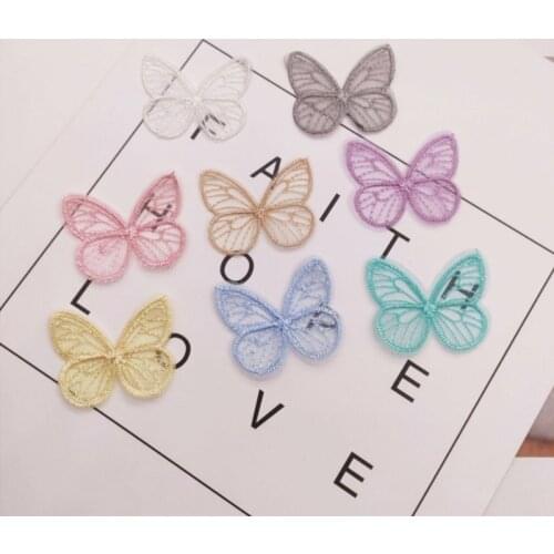 20pcs/lot 4.5*4cm Lace Embroidered Mesh Butterfly Cloth Patches Appliques For Clothes Sew On Supplies Diy Hair Clip Accessories