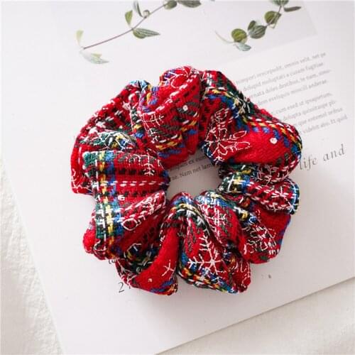 20pc Christmas Hair Scrunchies Soft Elastic Hair Bands Plaid Hair Scrunchie Girls Headwear Ponytail Holder Hair Accessories