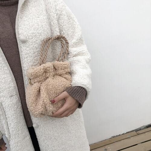 2020 New Plush Women Handbag Korean Style Simple Fashion Bucket Shoulder Bag Casual Ladies Messenger Bags Hand Bags