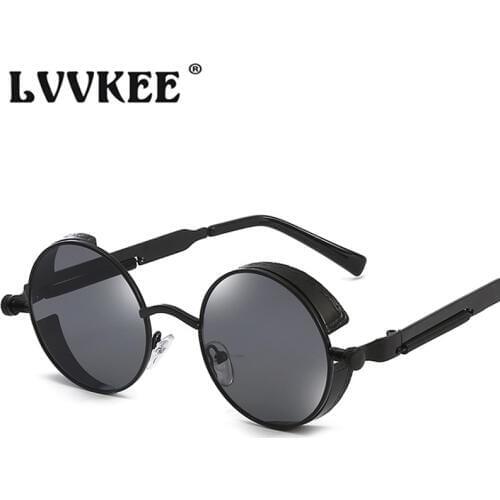 2020 Hot Brand Designer Vintage Sun Glasses Metal Gothic Steampunk Round Sunglasses For Men Women Mirrored UV400 Eyewear Shades