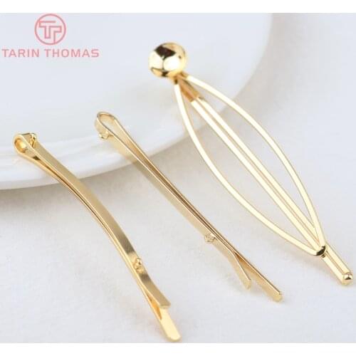 10PCS 56x2MM 60x2.5MM Hole 1MM 24K Gold Color Zinc Alloy Long Hairpin Connector High Quality Diy Jewelry Findings Accessories