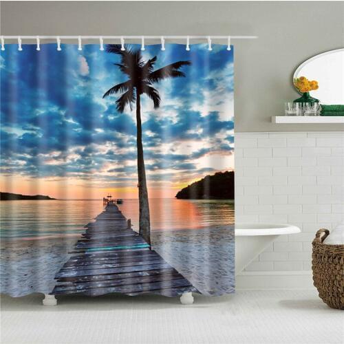 3d shower curtains Sea Beach Shell Prints waterproof bath screen in the bathroom home decoration high quality cortinas para bano