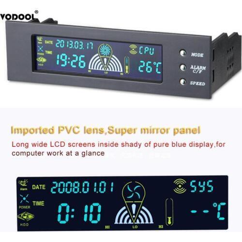5.25" Bay Front LCD Panel 3 New Fan Speed Controller CPU Temperature Sensor for Desktop Computer Temperature Controller for Fan