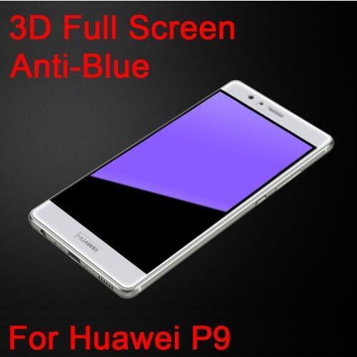 9H 3D Tempered Glass Anti-Blue Light LCD Curved Full screen protector cover For Huawei P9 Protective film For Huawei P9 Film