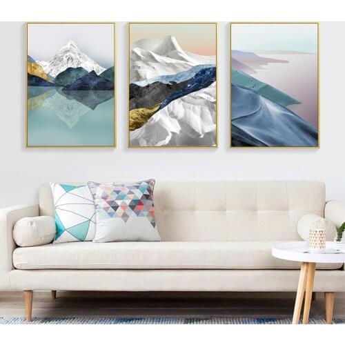Abstract Landscape Canvas Poster Nature Scenery Nodic Wall Art Painting Rivers Print Modern Pictures Living Room Decoration