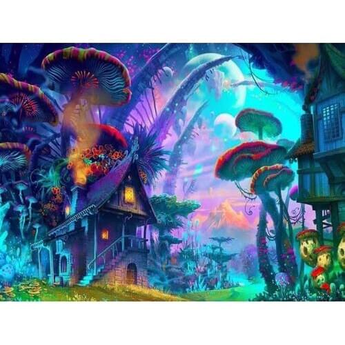 DIY Diamond Embroidery Forest Mushroom Wonderland Diamond Painting Cross Stitch square Drill Mosaic Decoration