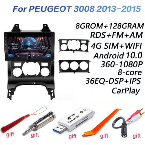 4G+64G DSP 2 din Android 9.0 4G NET Car Radio Multimedia Video Player For PEUGEOT 3008 2013 - 2015 WiFi BT carplay