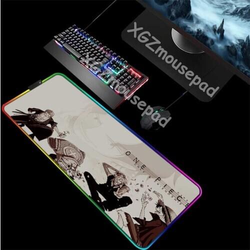 XGZ Large RGB Gaming Mouse Pad Black Lock Edge Anime One Piece Cute Pet Chopper Custom Computer Table Mat Rubber Non-slip Xxl