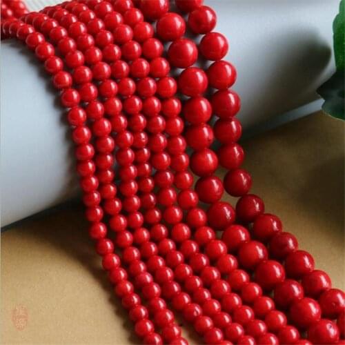 Natural Stone Beads Real Red Coral Smooth Round Coral Loose Bead Charms Accessories for Jewelry Making Necklace Bracelet Gift