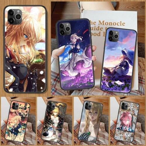 Anime Violet Evergarden Phone Case For iphone 5 5S SE 2 6 6S 7 8 11 12 Mini Plus X XS XR Pro Max black painting back luxury