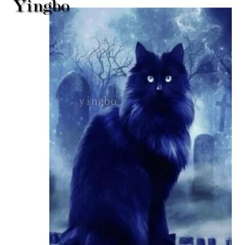 Black Cat Pet 5D Diamond Painting Full Drill Square Rhinestones DIY Paint with Diamonds Crystal Halloween Gift Diamond Mosaic
