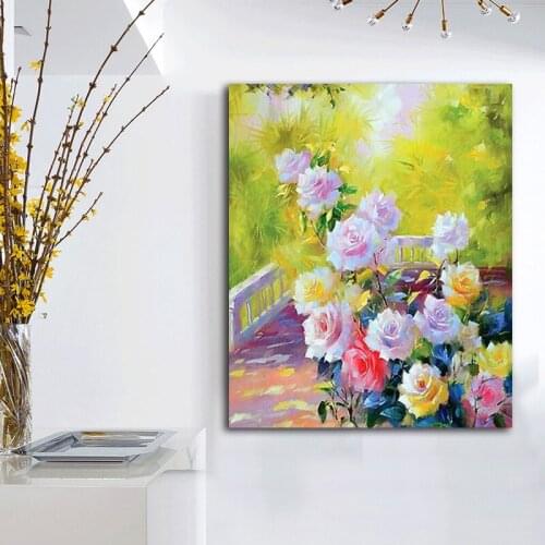 DIY colorings pictures by numbers with roses picture drawing Relief painting by numbers framed Home