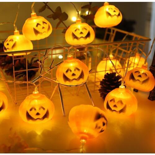 10/20 Leds Pumpkin Led String Lights Halloween Lights Decorations for Home Outdoor Fall Garland Battery Powered Holiday Lights